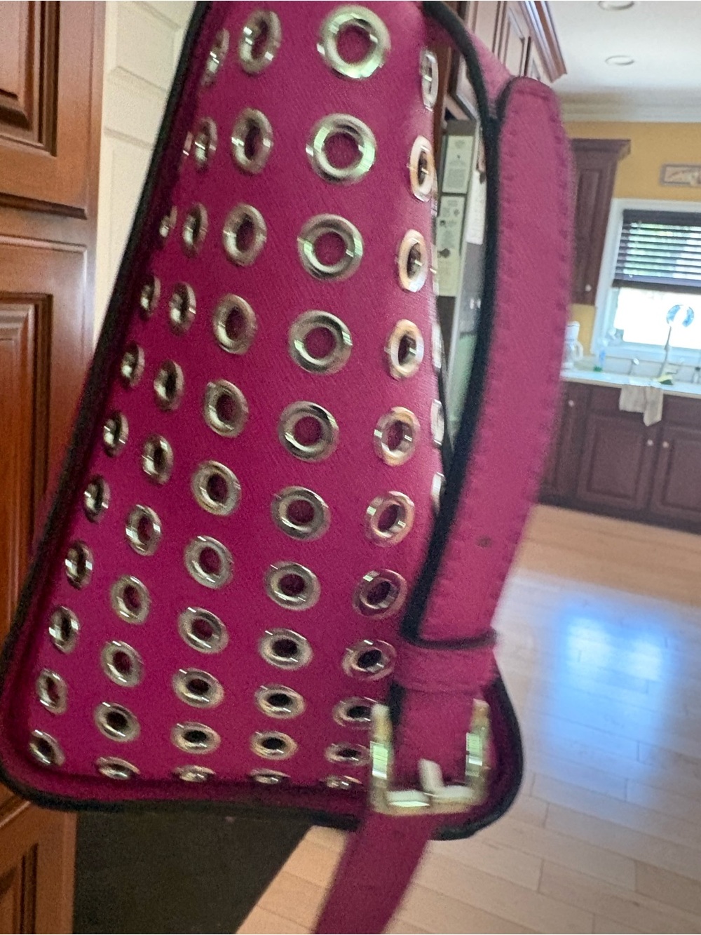Michael Kors Hot Pink Saffiano Satchel with Eyelet Sides Selma bag - Picture 4 of 12